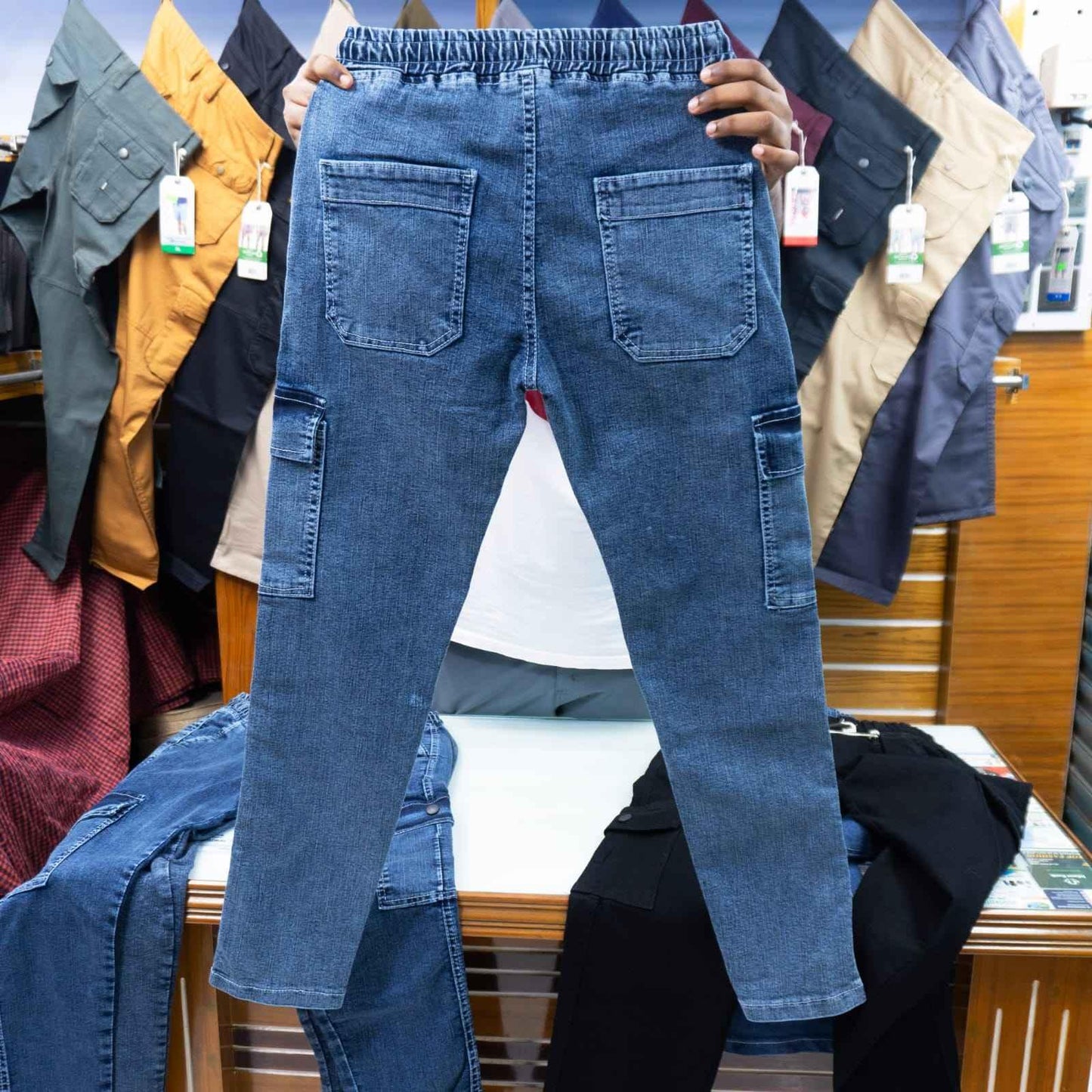 "লাইট বুলু কালার (02)" জিন্স কার্গো প্যান্ট সাইজ (২৮ থেকে ৩৫)