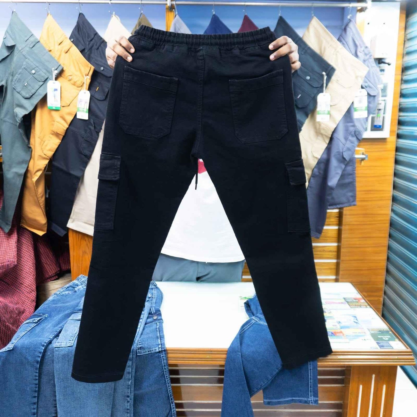 "ব্ল্যাক কালার (03)" জিন্স কার্গো প্যান্ট সাইজ (২৮ থেকে ৩৫)