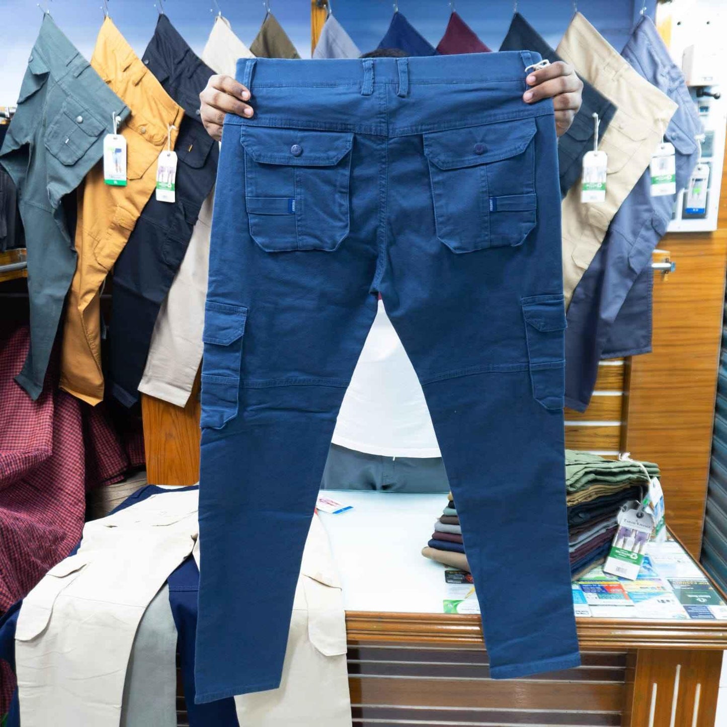 "পেট্রোল বুলু কালার" কার্গো প্যান্ট রেগুলার সাইজ (২৭ থেকে ৩৪)